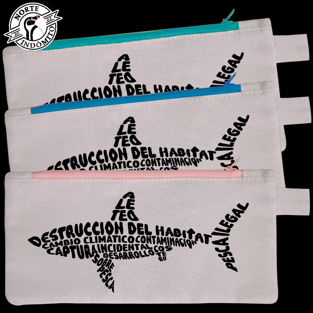 Estuche - tiburones caligrama