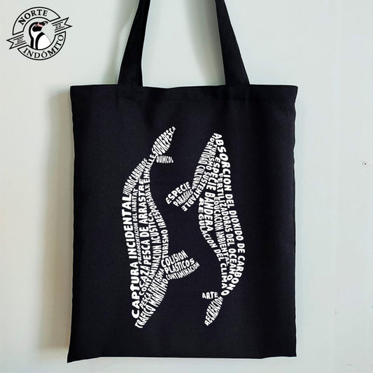 Totebag - ballenas caligrama