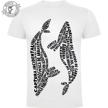 Polera - ballenas caligrama