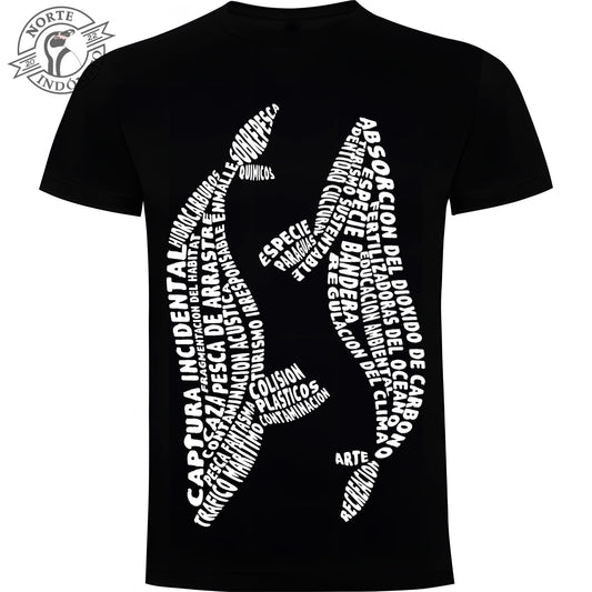 Polera - ballenas caligrama
