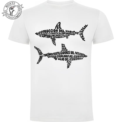 Polera - tiburones caligrama
