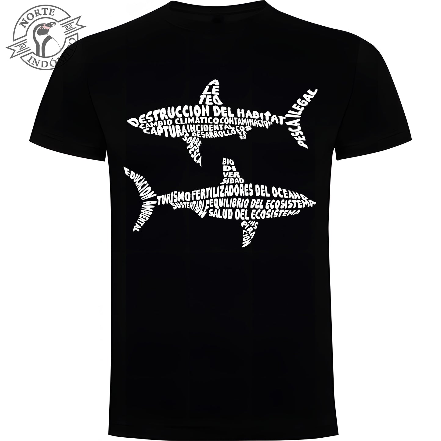 Polera - tiburones caligrama