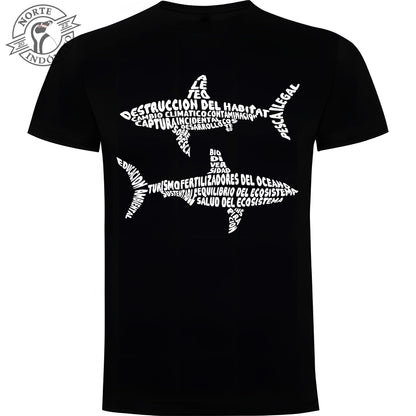 Polera - tiburones caligrama