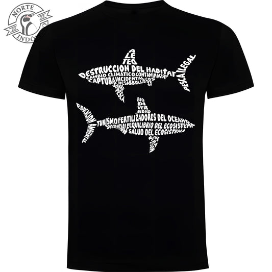 Polera - tiburones caligrama