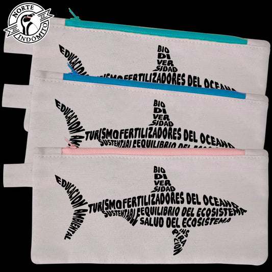 Estuche - tiburones caligrama