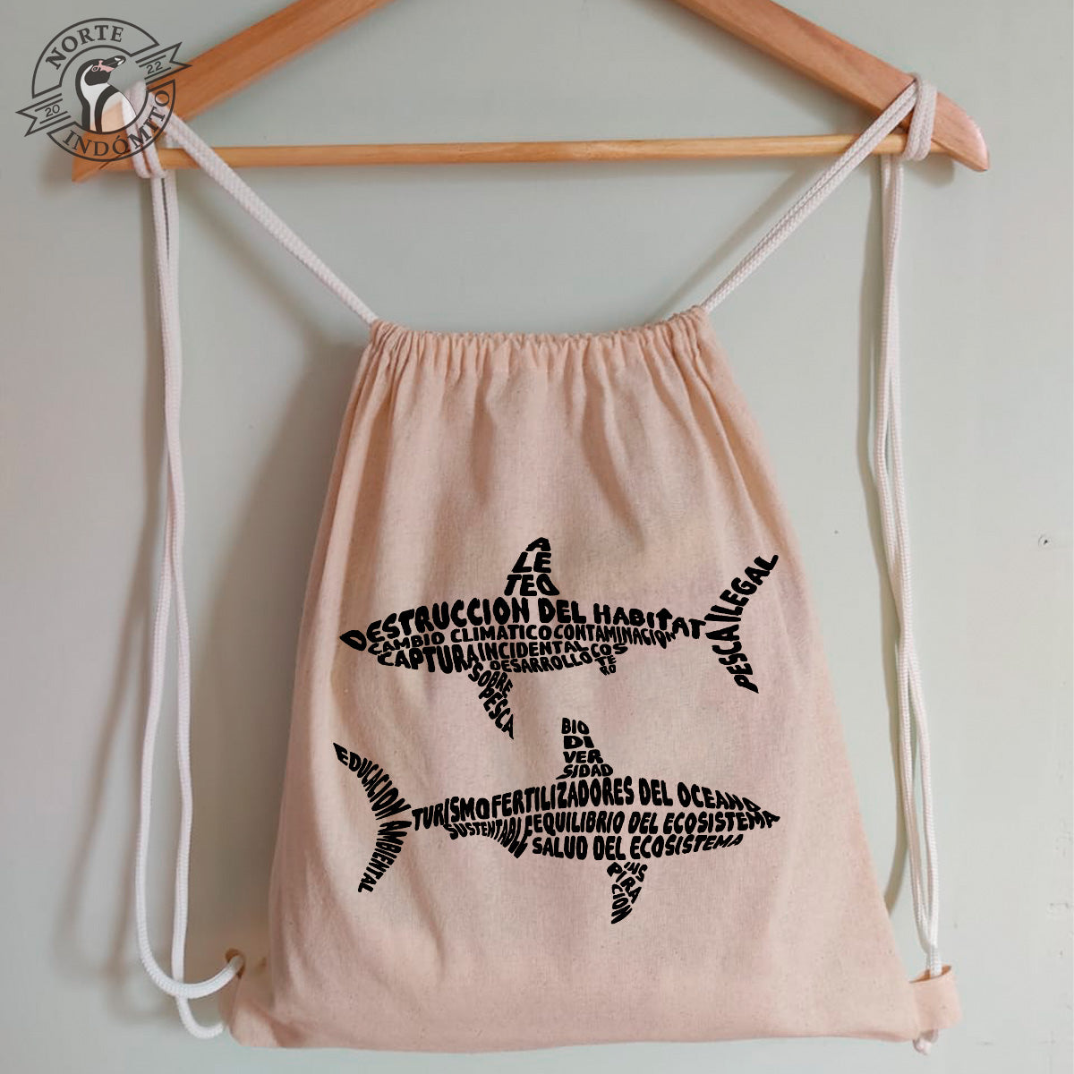 Mochila - tiburones caligrama