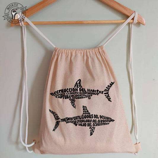 Mochila - tiburones caligrama