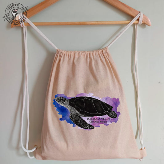 Mochila - tortuga verde acuarela